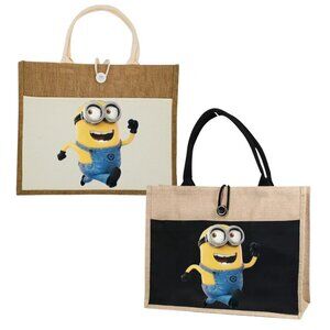 Custom Canvas Tote Bag, Large Size - Minion #1 - Cream Tote or Black Tote